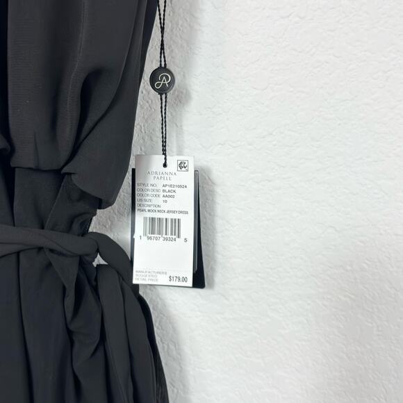 ADRIANNA PAPELL WOMEN'S PEARL MOCK NECK JERSEY MINI DRESS BLACK 10 BRAND NEW - Picture 8 of 8